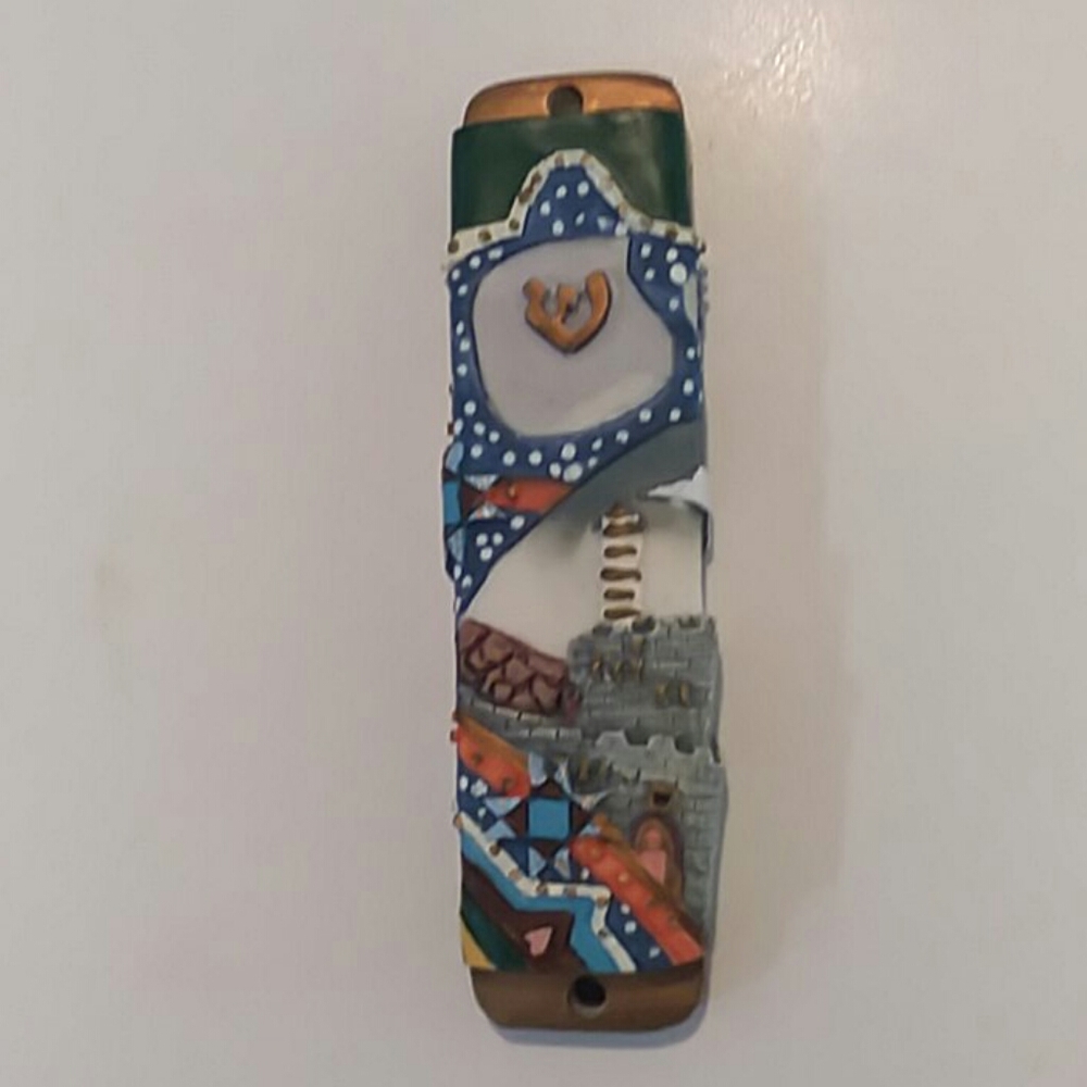 Hand Painted Mezuzah including scroll